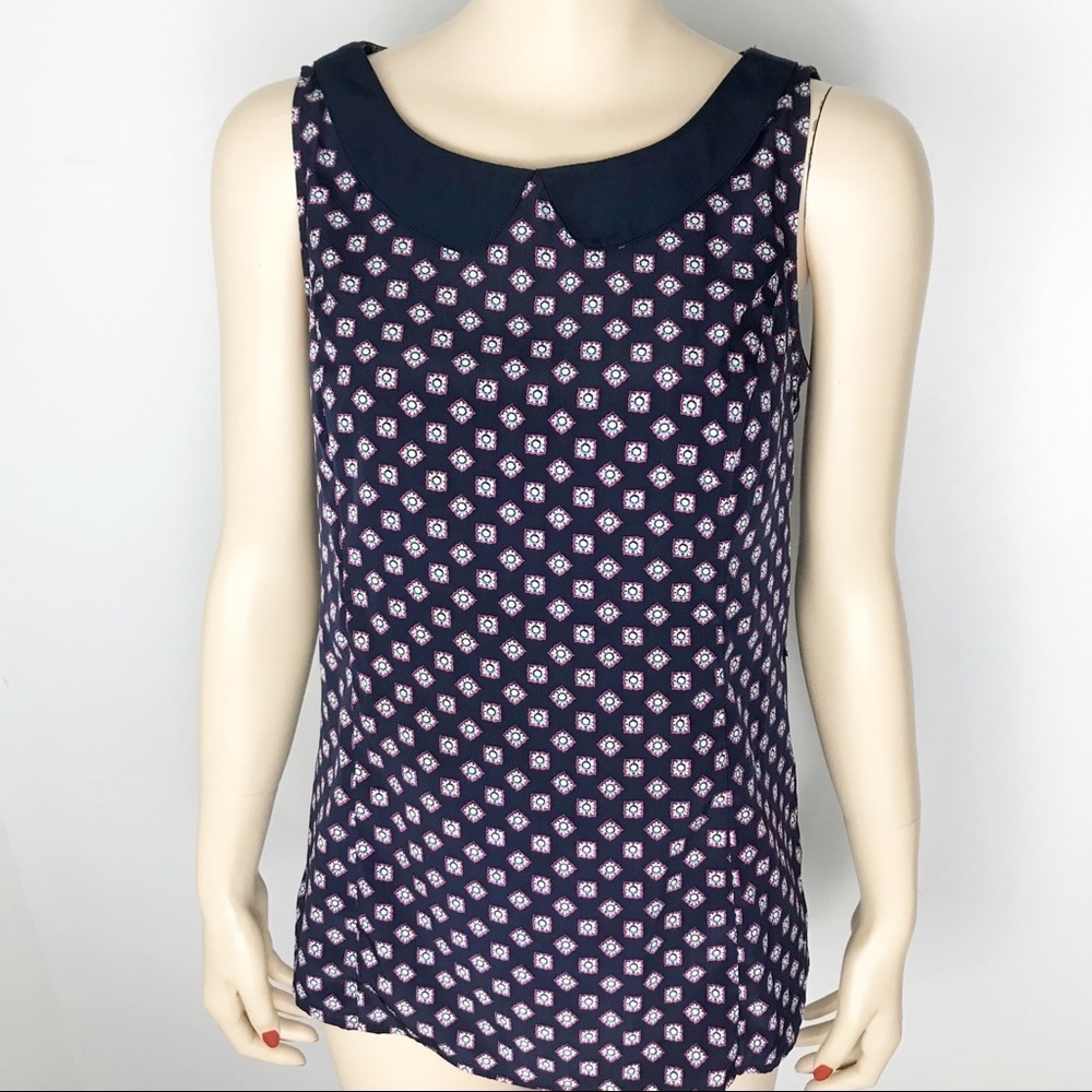Tommy Hilfiger Peter Pan collar sleeveless patterned blouse